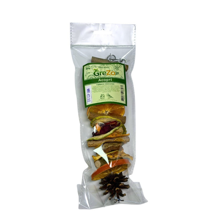 Іграшка смаколик Асорті для птахів і гризунів GreZo (60 г)