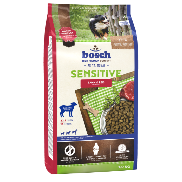 Сухий корм для собак Бош Сенсетів з ягням та рисом (1 кг), Bosch Sensitive Lamb & Rice (1 кг)