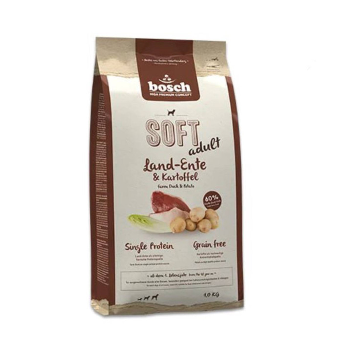 Напіввологий корм для собак Бош Софт з качкою та картоплею, Bosch Adult Soft Plus Land Duck & Potato (1 кг)