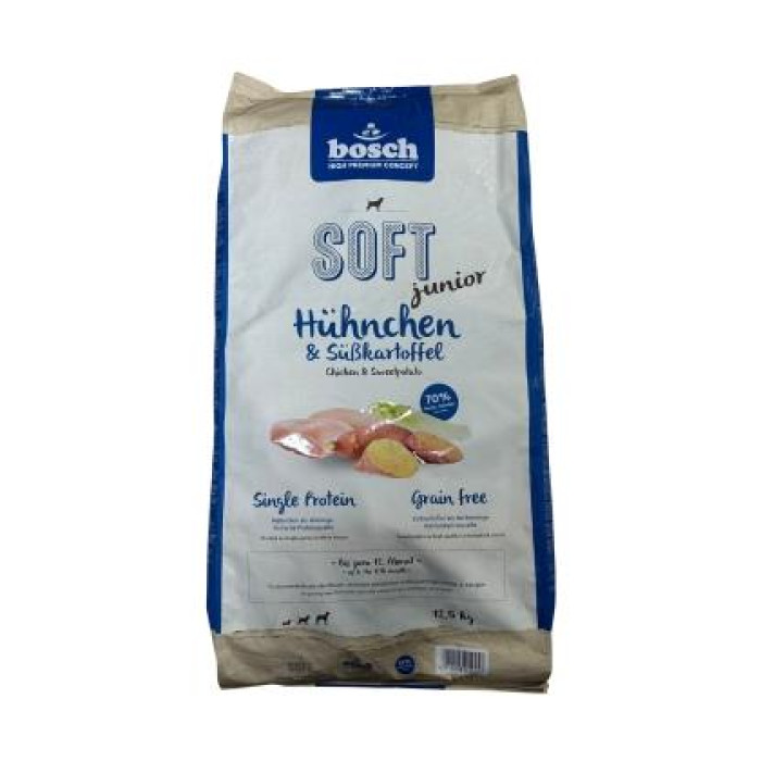 Напіввологий корм для собак Бош Софт з куркою та бататом, Bosch Soft Junior Chicken & Sweet Potato (12.5 кг)