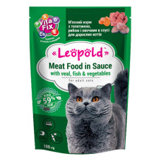 Canned food for cats Leopold in sauce with veal, fish and vegetables (100 g)