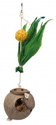 Игрушка для попугаев "Кокос на веревке" (35 см) - 1
