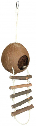 Підвісний кокосовий будиночок з драбинкою для гризунів TRIXIE (ø13 х 56 см) - 1