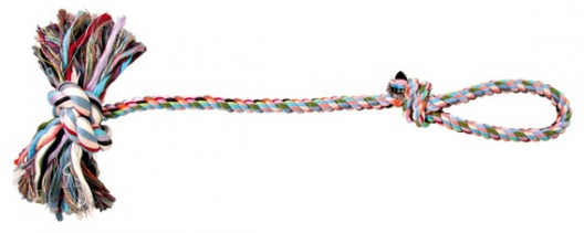 Іграшка для собак (Тріксі) Мотузковий апорт з ручкою - 1