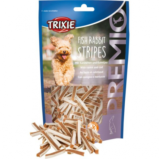 Ласощі для собак Trixie, смуги зі смаком кролика та тріски (100 г) - 1