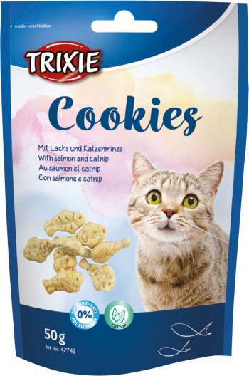 Лакомства для котов Trixie, печенье с лососем и кошачьей мятой (50 г) - 1