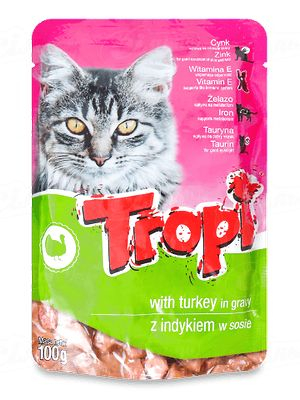 Паучі для котів Tropi зі смаком індика (100гр) - 1