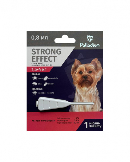 Краплі на холку Palladium Strong Effect для собак 1,5-4 кг (0,8 мл) - 1