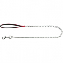 Поводок-цепь с нейлоновой ручкой M-L для собак (красный)