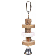 Деревянная игрушка для птиц с колокольчиком (16 см)