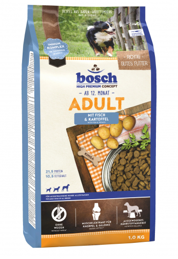 Сухий корм для дорослих собак (Бош) HPC Едалт риба картопля (1 кг) - 1