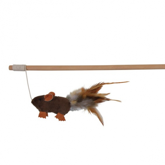 Удочка с перьями и мышкой (50 см) - 1